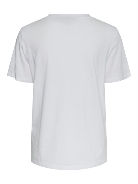 Pieces Rhinestone Heart Detail T-Shirt in White