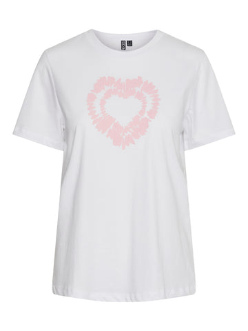 Pieces Tie Dye Heart T-Shirt in White