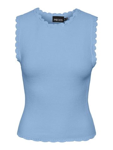 Pieces Knitted Tank Top in Blue