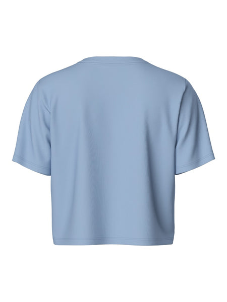 Pieces Cropped T-Shirt in Blue