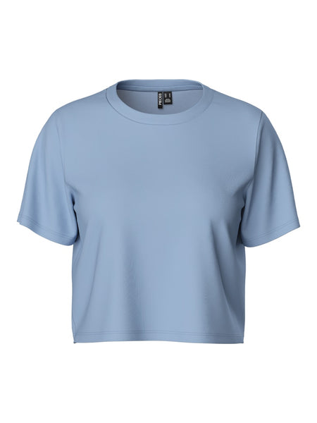 Pieces Cropped T-Shirt in Blue