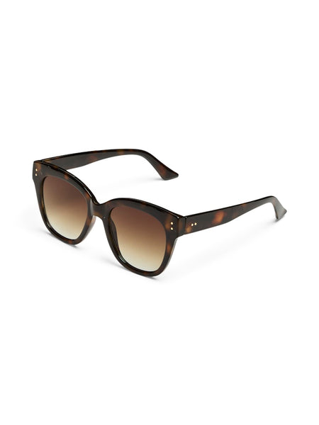 Pieces Round Framed Sunglasses in Black Turtle