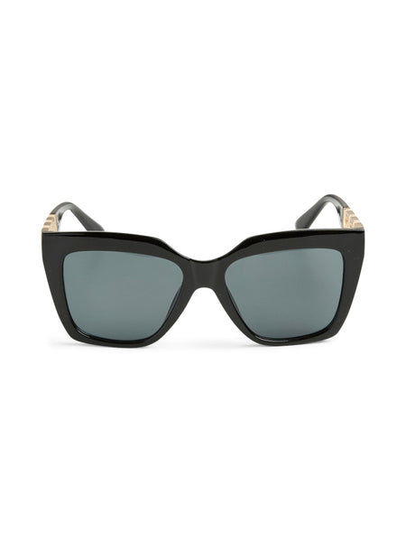 Pieces Square Gold Frame Detail Sunglasses in Black