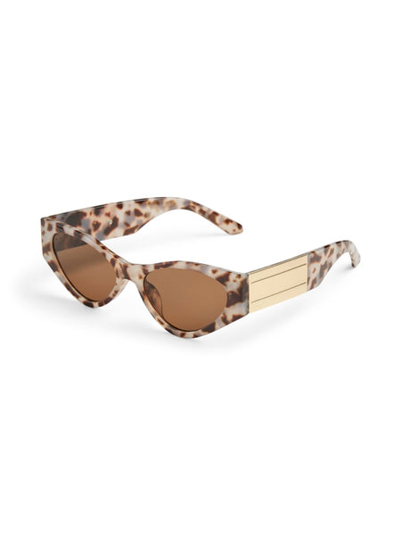 Pieces Cat-Eye Sunglasses with Gold Detail in Black Turtle