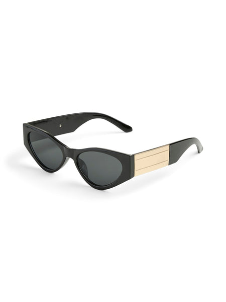 Pieces Cat-Eye Sunglasses with Gold Detail in Black