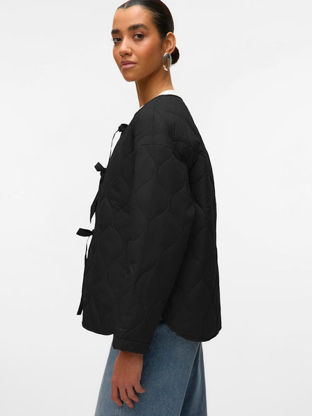 Vero Moda Quilted Tie Jacket in Black