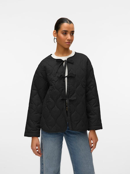 Vero Moda Quilted Tie Jacket in Black