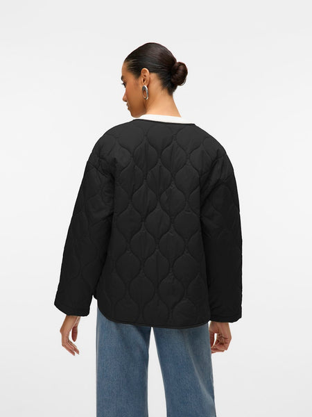 Vero Moda Quilted Tie Jacket in Black