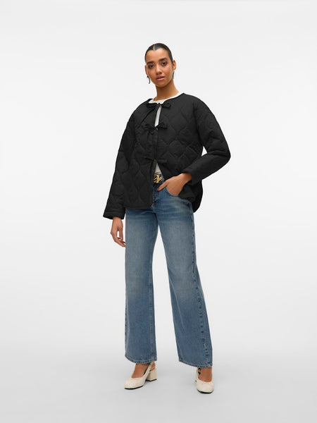 Vero Moda Quilted Tie Jacket in Black