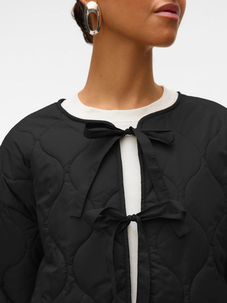Vero Moda Quilted Tie Jacket in Black