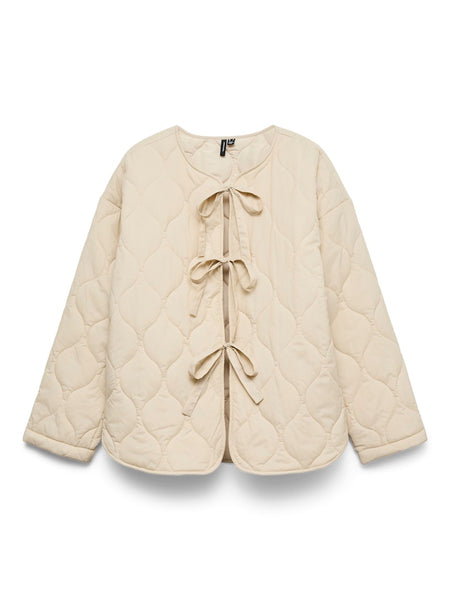 Vero Moda Quilted Tie Jacket in Cream