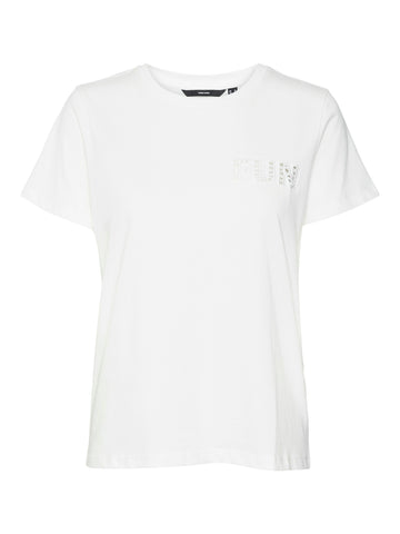 Vero Moda 'Fun' Embroidered T-Shirt in White