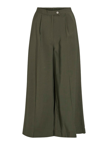 VILA Wide Leg Culottes in Khaki Green