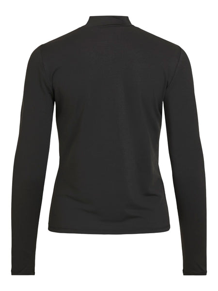 VILA Long Sleeve High Neck Top in Black