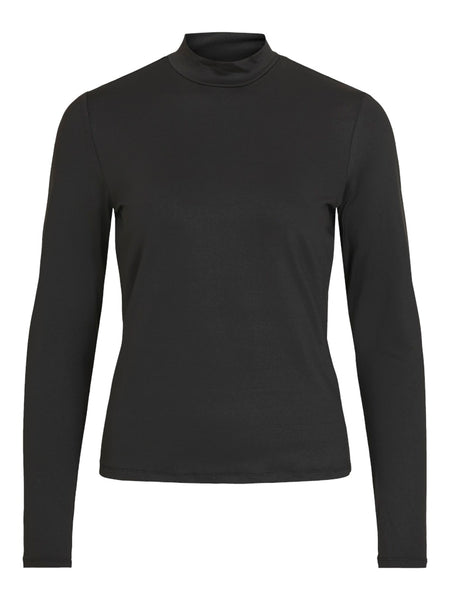 VILA Long Sleeve High Neck Top in Black