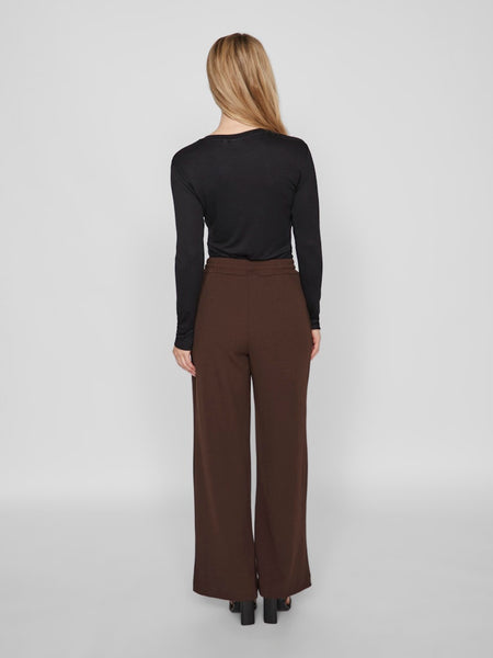 VILA Wide Leg Drawstring Trousers in Brown