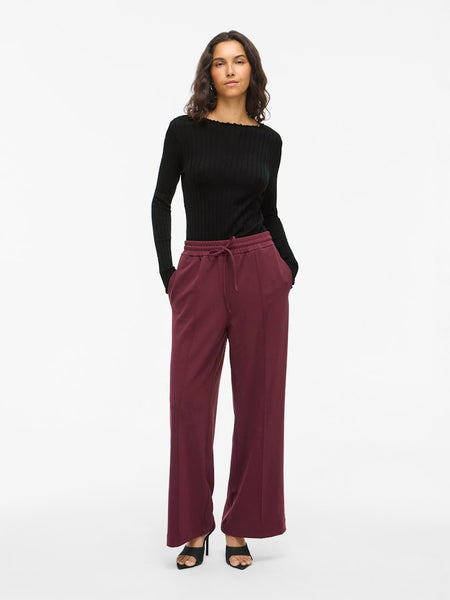 VILA Long Sleeve Ribbed Top in Black