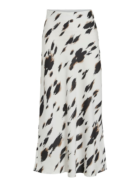 VILA Patterned Satin Look Skirt in White