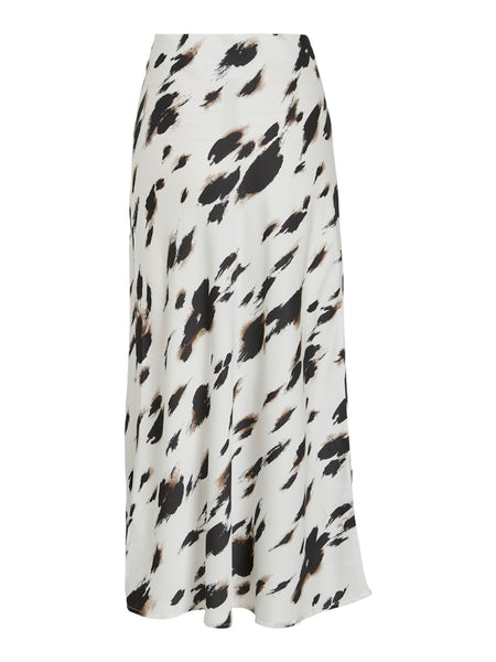 VILA Patterned Satin Look Skirt in White