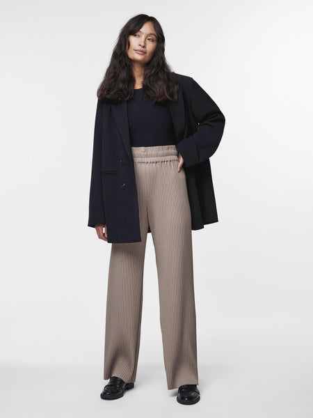 Y.A.S High Waist Plisse Trousers in Taupe