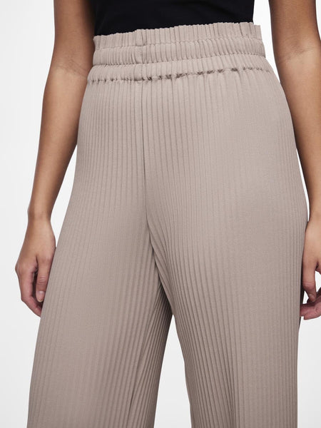 Y.A.S High Waist Plisse Trousers in Taupe