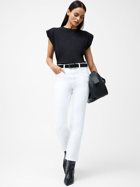 French Connection Rallie Shoulder Pad Tank Top in Black