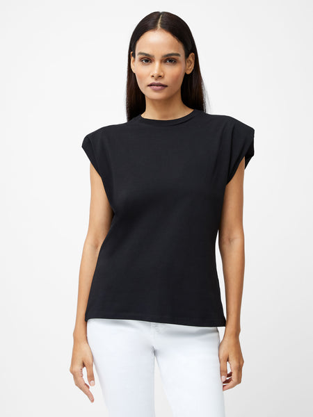 French Connection Rallie Shoulder Pad Tank Top in Black