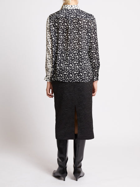 French Connection Harriet Mix Delancey Shirt in Black
