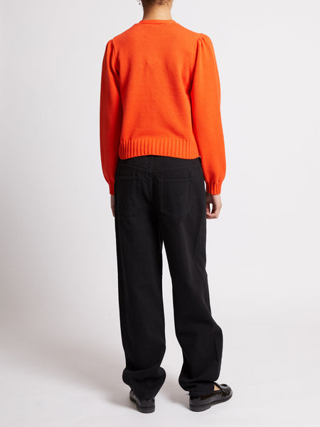 French Connection Valri Long Sleeve Tie Neck Cardigan in Orange