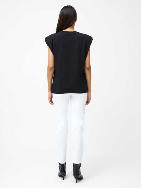 French Connection Rallie Shoulder Pad Tank Top in Black