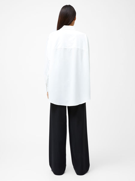 French Connection Caprina Recycled Crepe Long Sleeve Button Shirt in White