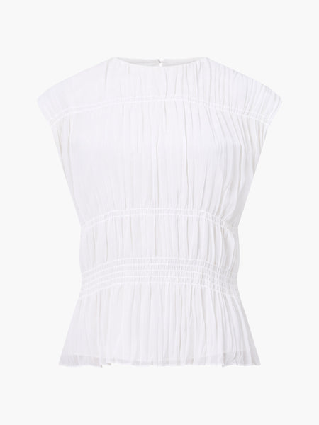 French Connection Smocked Sleeveless Top in Cream