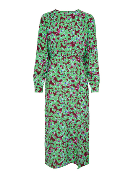 Only Floral Open Back Midi Dress in Green