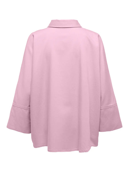 ONLY Oversized 3/4 Sleeve Shirt in Pink