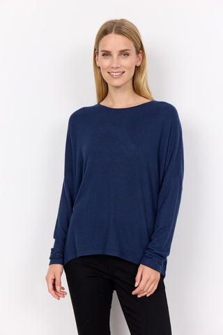 Soyaconcept Soft Biara Round Neck Top in Navy