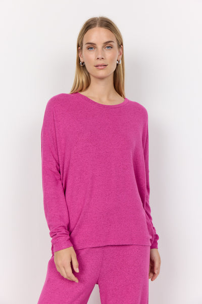 Soyaconcept Soft Biara Round Neck Top in Fuchsia