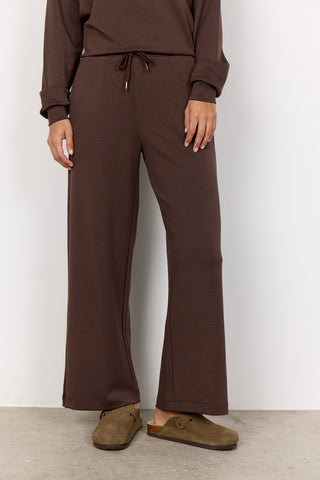SOYACONCEPT Wide Leg Ankle Length Joggers in Brown