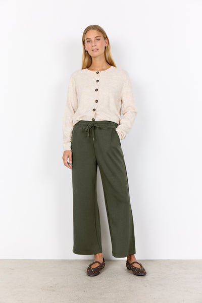SOYACONCEPT Wide Leg Ankle Length Joggers in Green