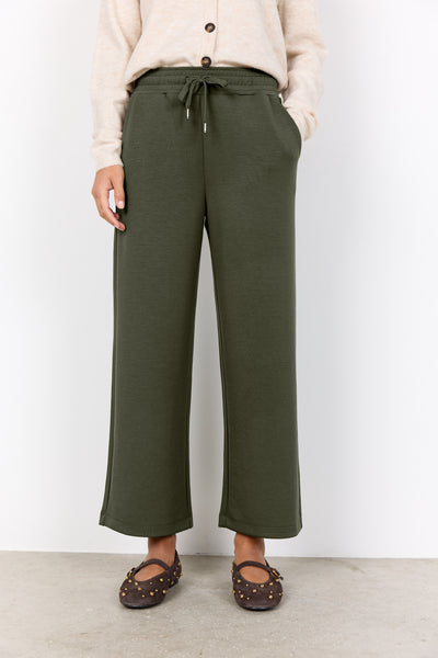 SOYACONCEPT Wide Leg Ankle Length Joggers in Green