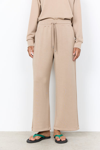 SOYACONCEPT Wide Leg Ankle Length Joggers in Beige
