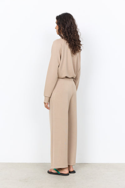 SOYACONCEPT Wide Leg Ankle Length Joggers in Beige