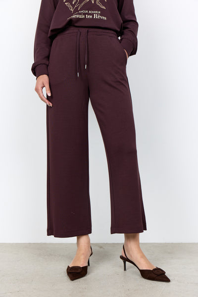 SOYACONCEPT Wide Leg Ankle Length Joggers in Chocolate