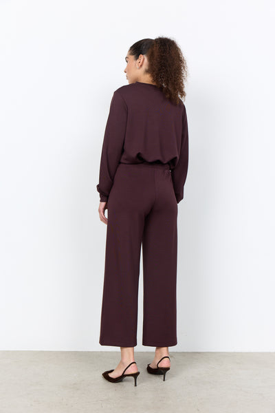 SOYACONCEPT Wide Leg Ankle Length Joggers in Chocolate