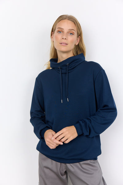 Soyaconcept Cowl Neck Sweatshirt in Navy