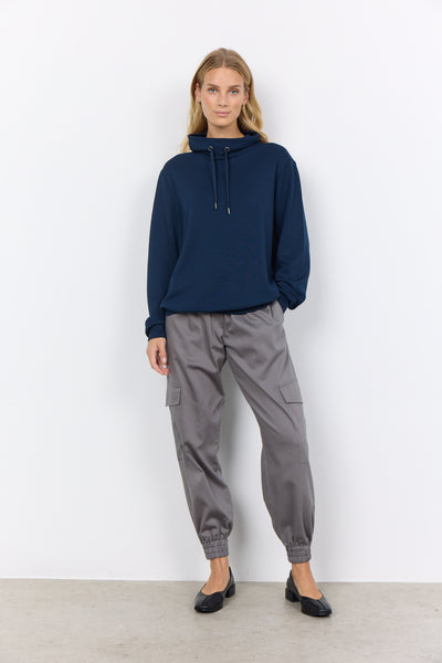 Soyaconcept Cowl Neck Sweatshirt in Navy