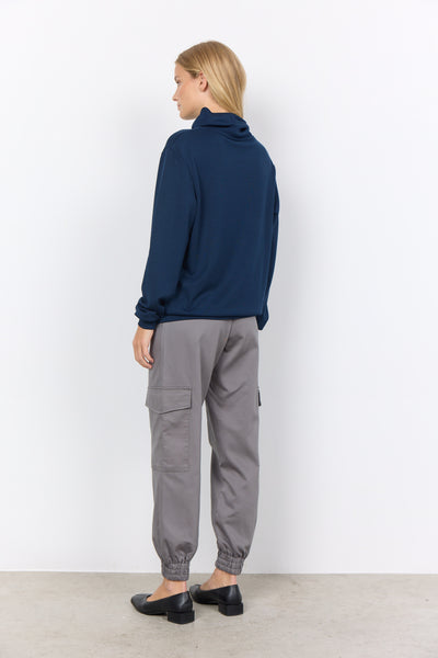 Soyaconcept Cowl Neck Sweatshirt in Navy