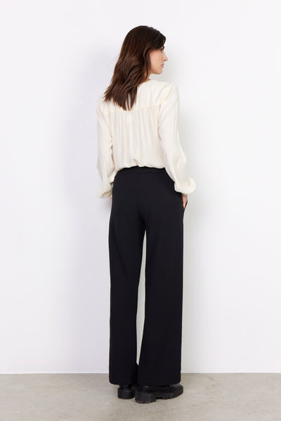 Soyaconcept High Waisted Wide Leg Trousers in Black