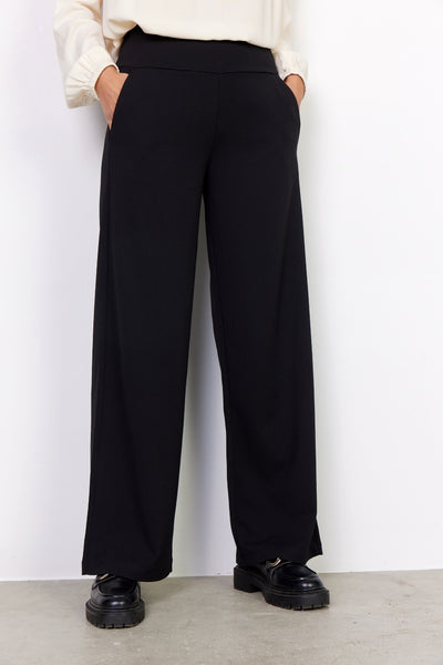 Soyaconcept High Waisted Wide Leg Trousers in Black