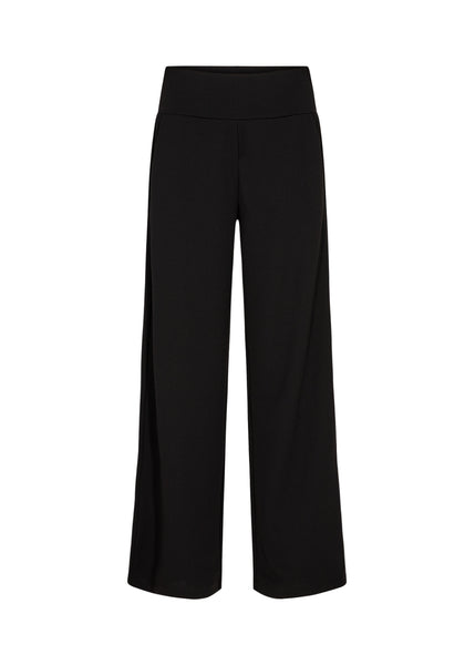 Soyaconcept High Waisted Wide Leg Trousers in Black