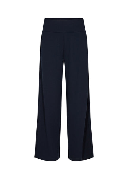 Soyaconcept High Waisted Wide Leg Trousers in Navy